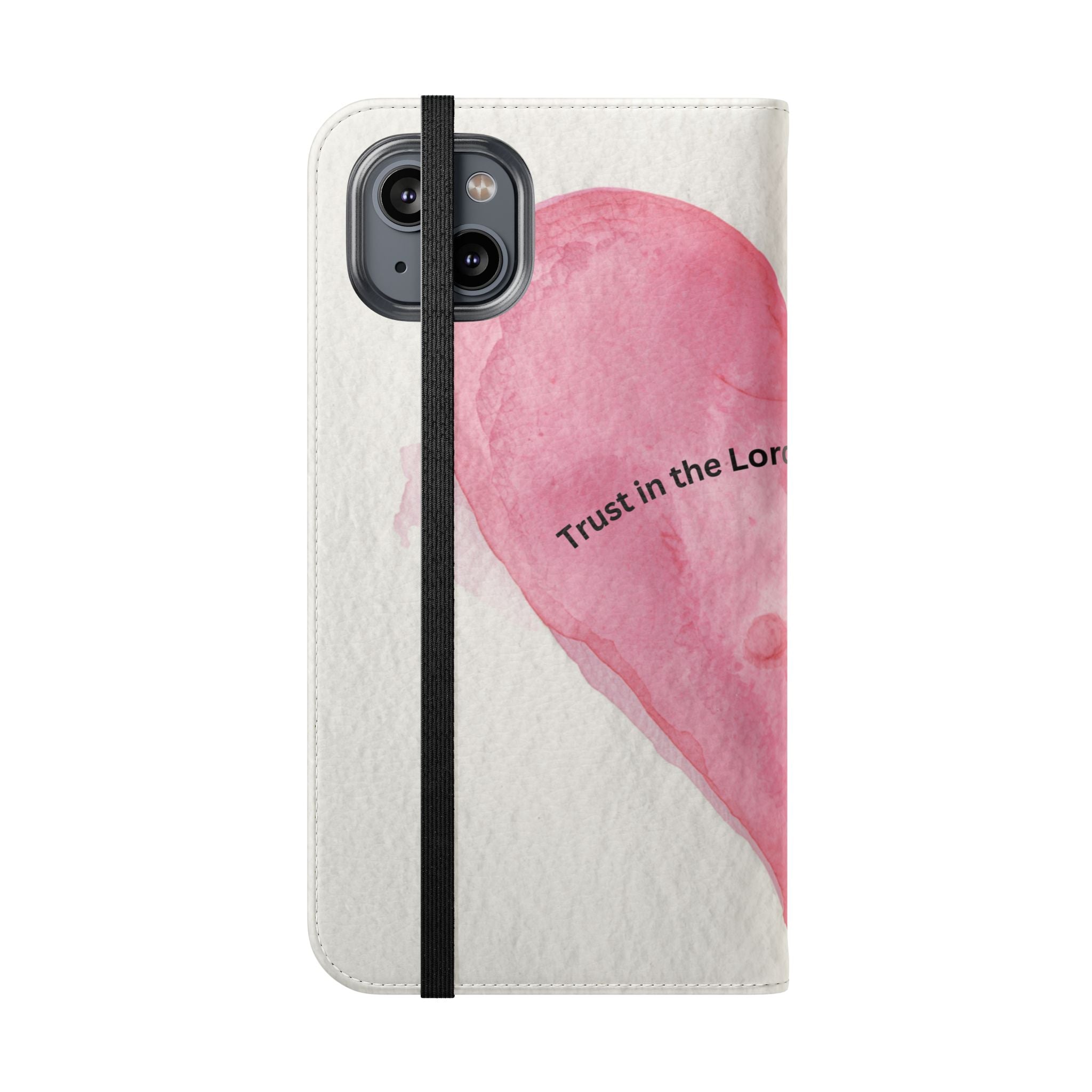 Christian Watercolor Heart Flip Case — "Trust in the Lord with all thine heart" Phone Wallet