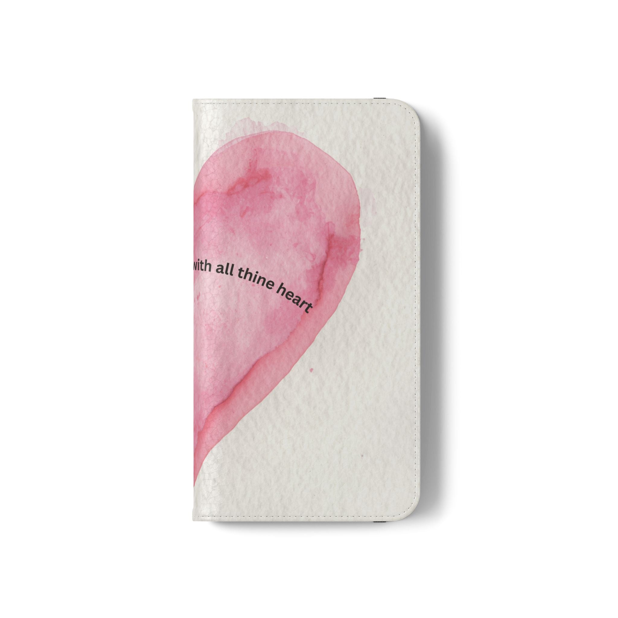 Christian Watercolor Heart Flip Case — "Trust in the Lord with all thine heart" Phone Wallet