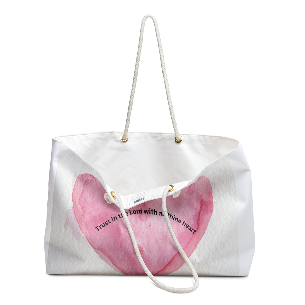 Christian Heart Weekender Bag — “Trust in the Lord with all thine heart” Travel Tote