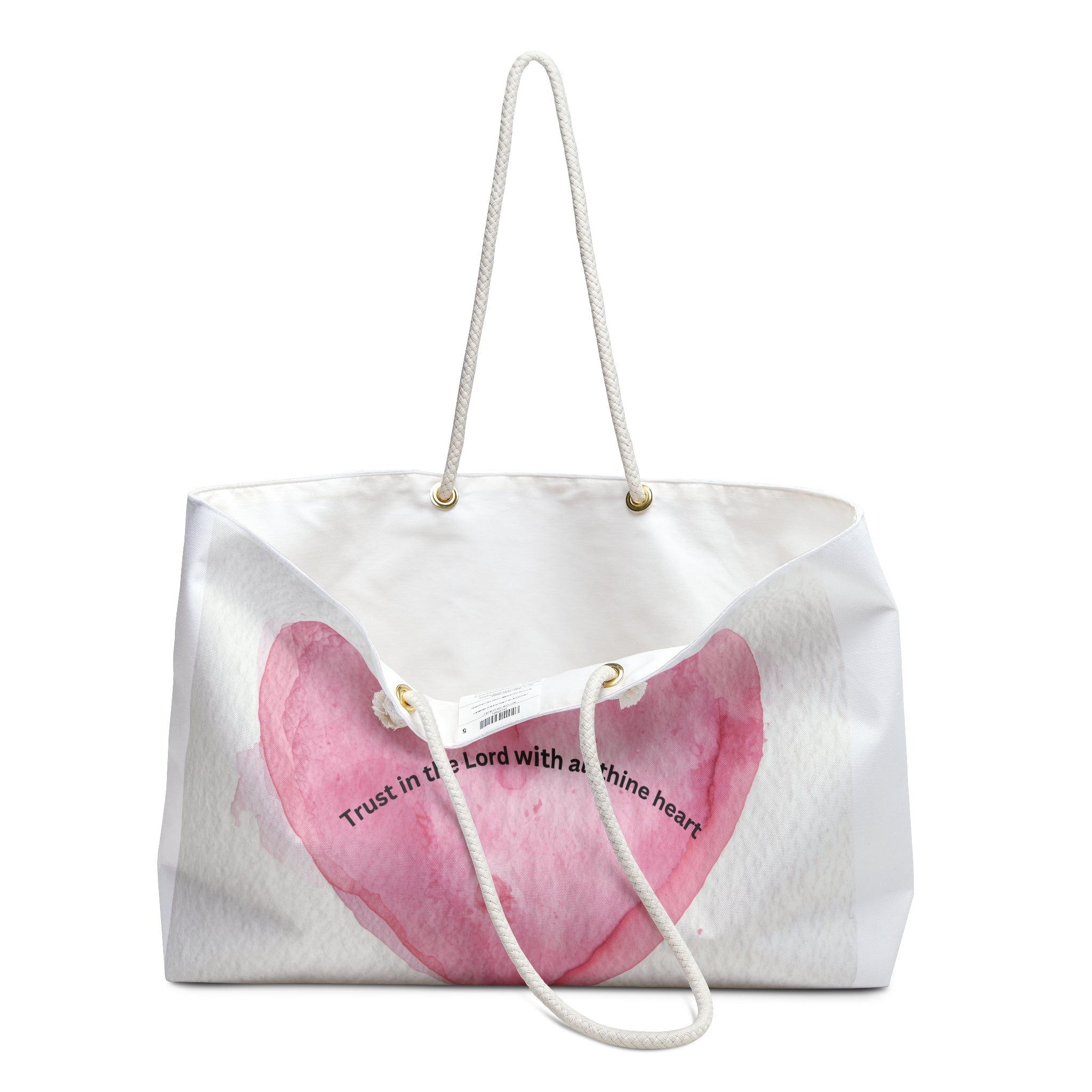 Christian Heart Weekender Bag — “Trust in the Lord with all thine heart” Travel Tote