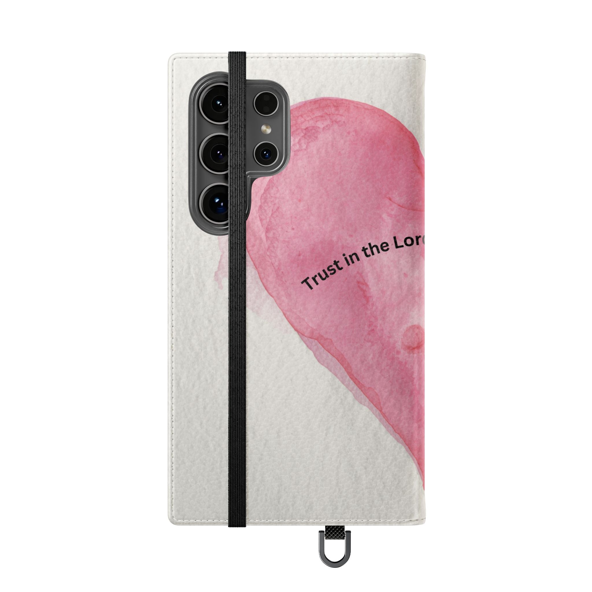 Christian Watercolor Heart Flip Case — "Trust in the Lord with all thine heart" Phone Wallet