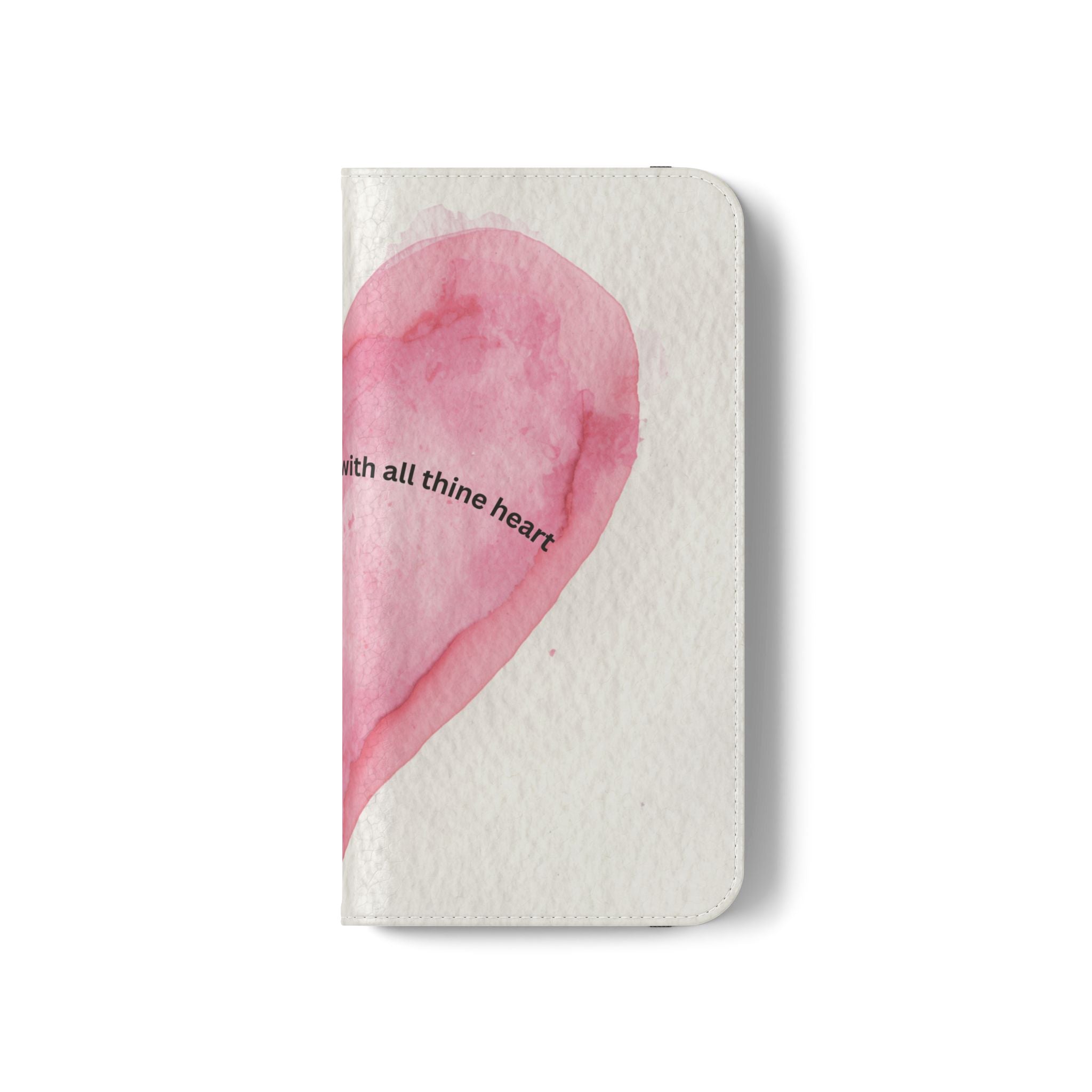 Christian Watercolor Heart Flip Case — "Trust in the Lord with all thine heart" Phone Wallet