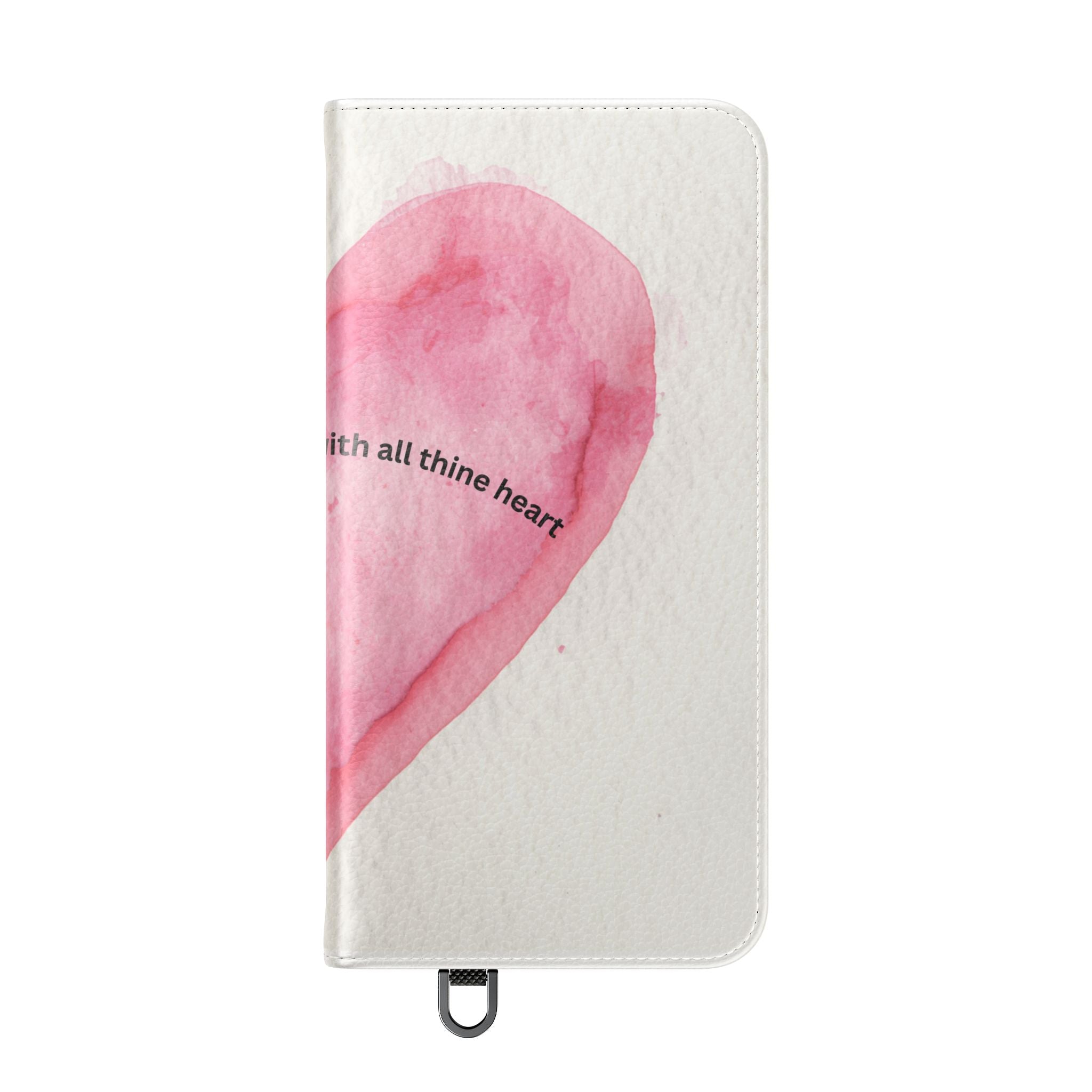 Christian Watercolor Heart Flip Case — "Trust in the Lord with all thine heart" Phone Wallet