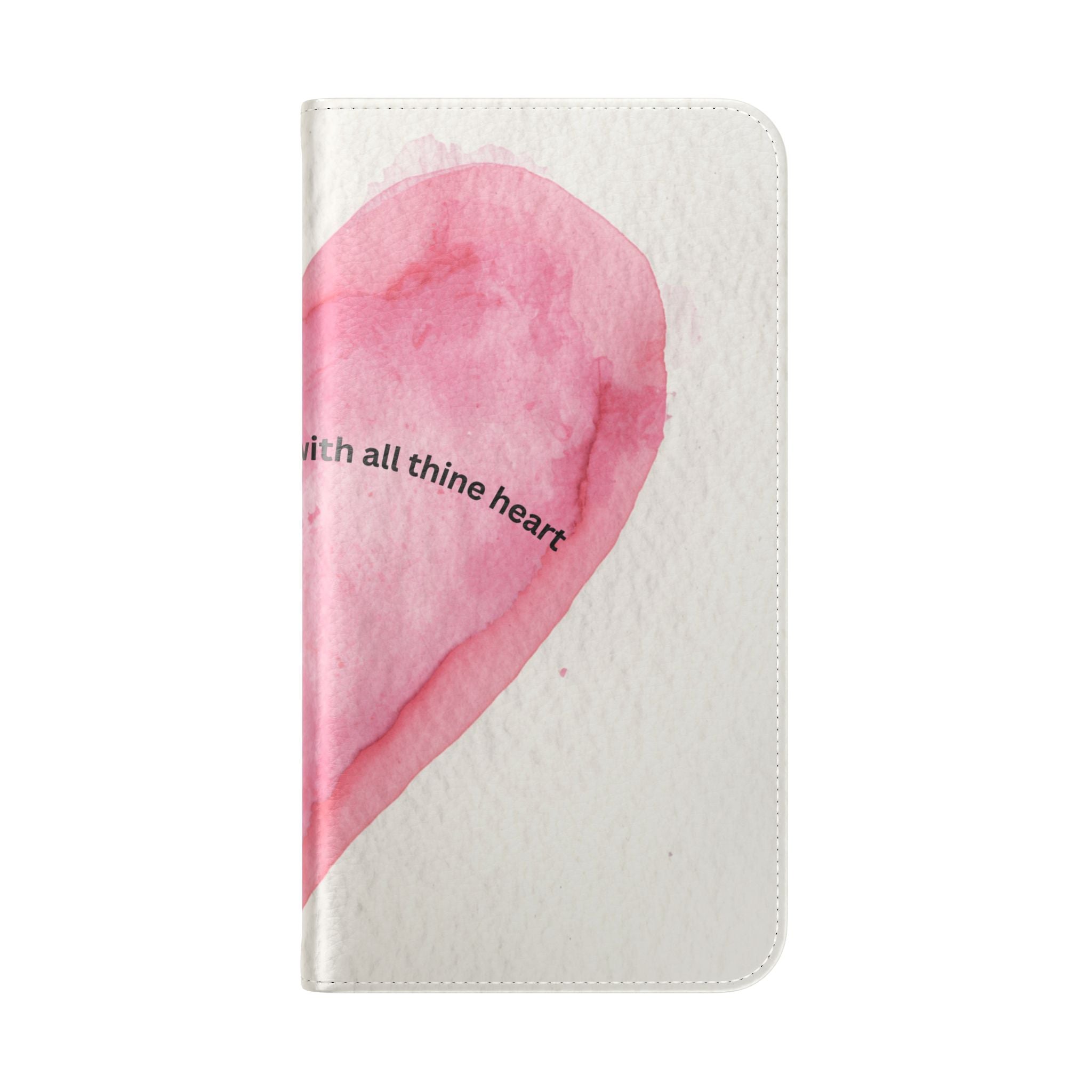 Christian Watercolor Heart Flip Case — "Trust in the Lord with all thine heart" Phone Wallet