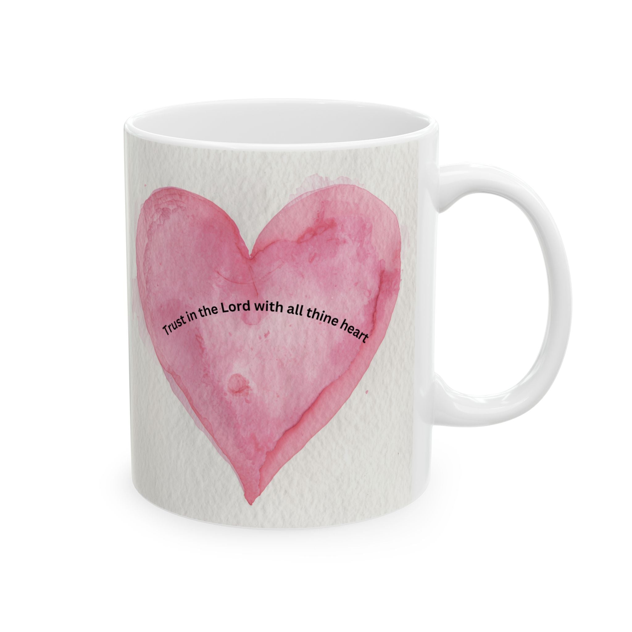 Heart Watercolor Ceramic Mug - "You Are My Sunshine" Pink Love Coffee Cup (11oz/15oz)
