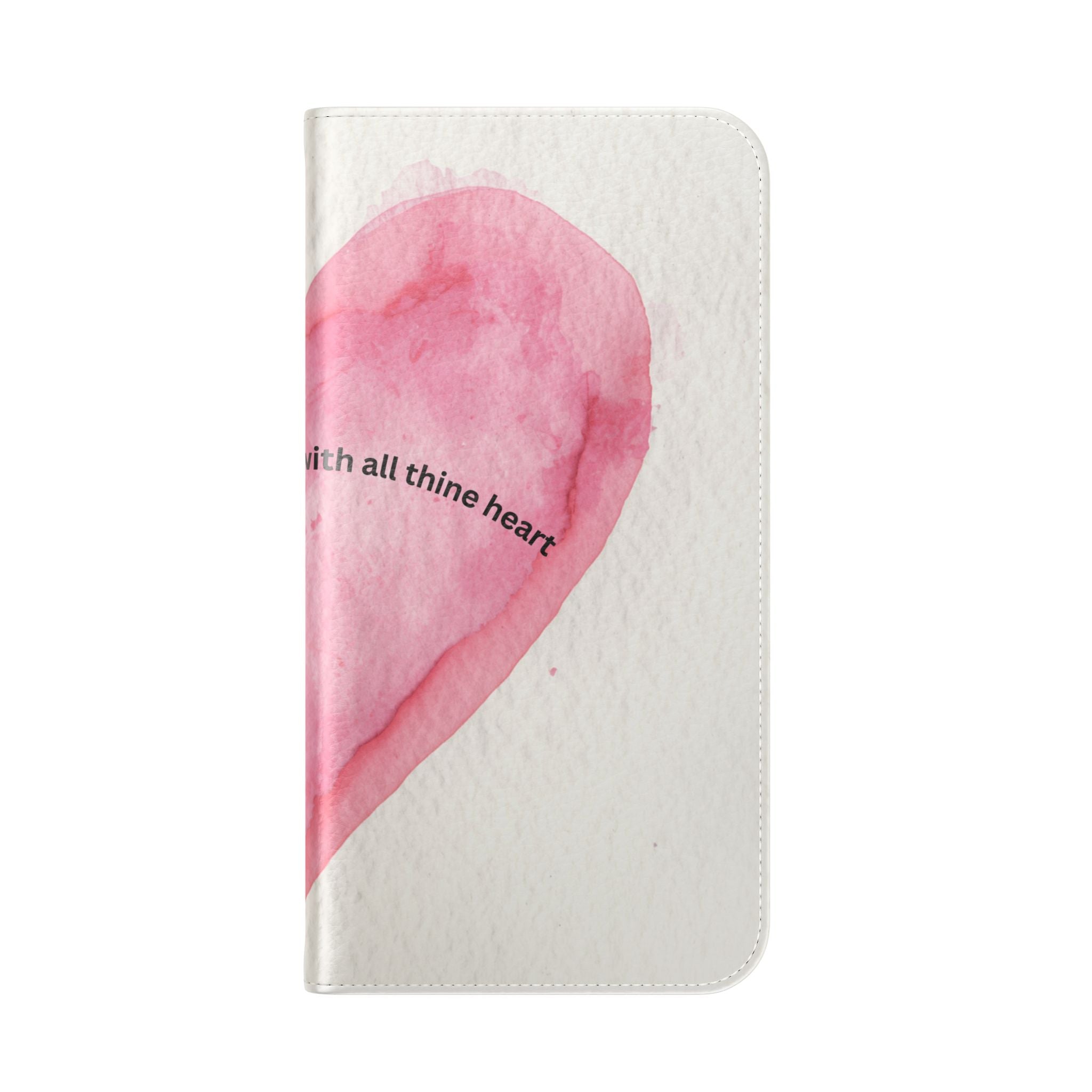 Christian Watercolor Heart Flip Case — "Trust in the Lord with all thine heart" Phone Wallet