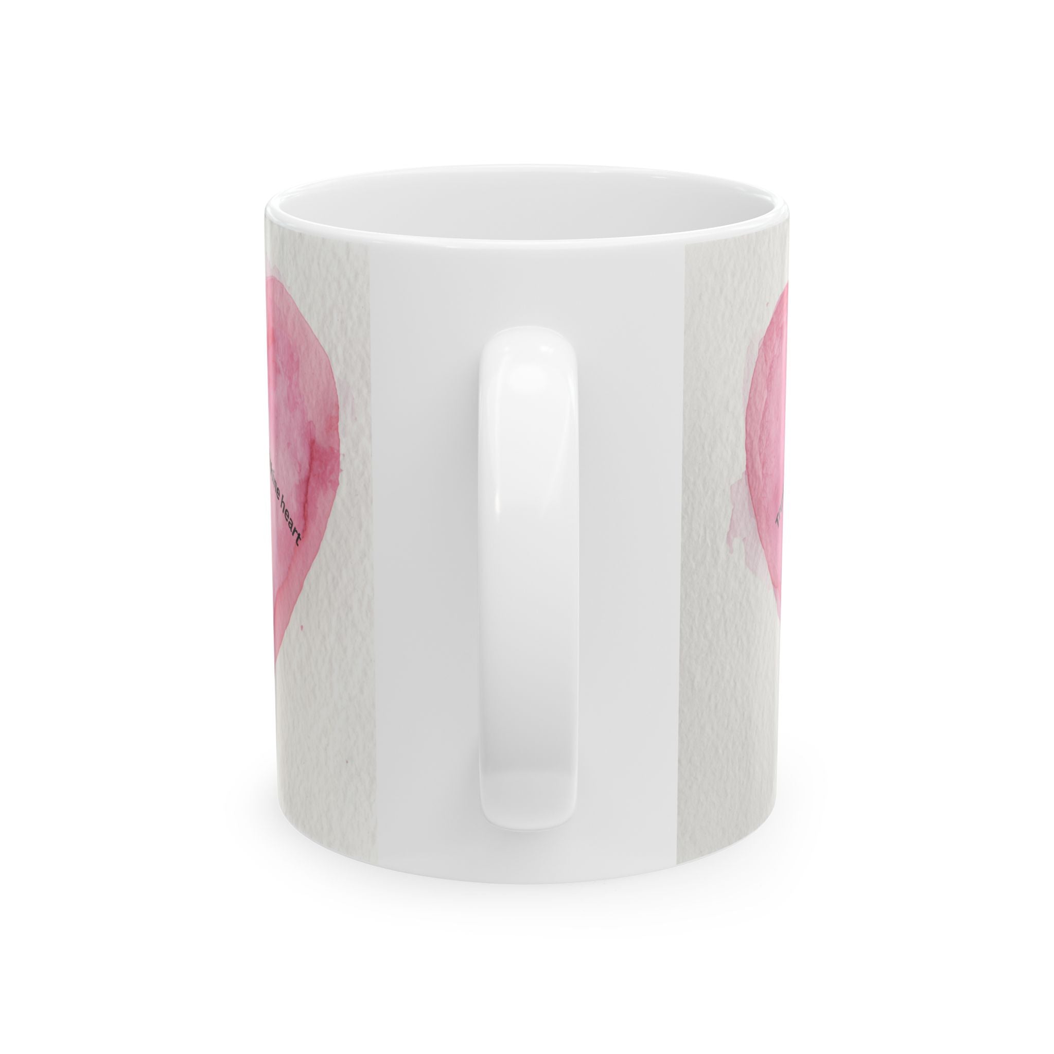 Heart Watercolor Ceramic Mug - "You Are My Sunshine" Pink Love Coffee Cup (11oz/15oz)