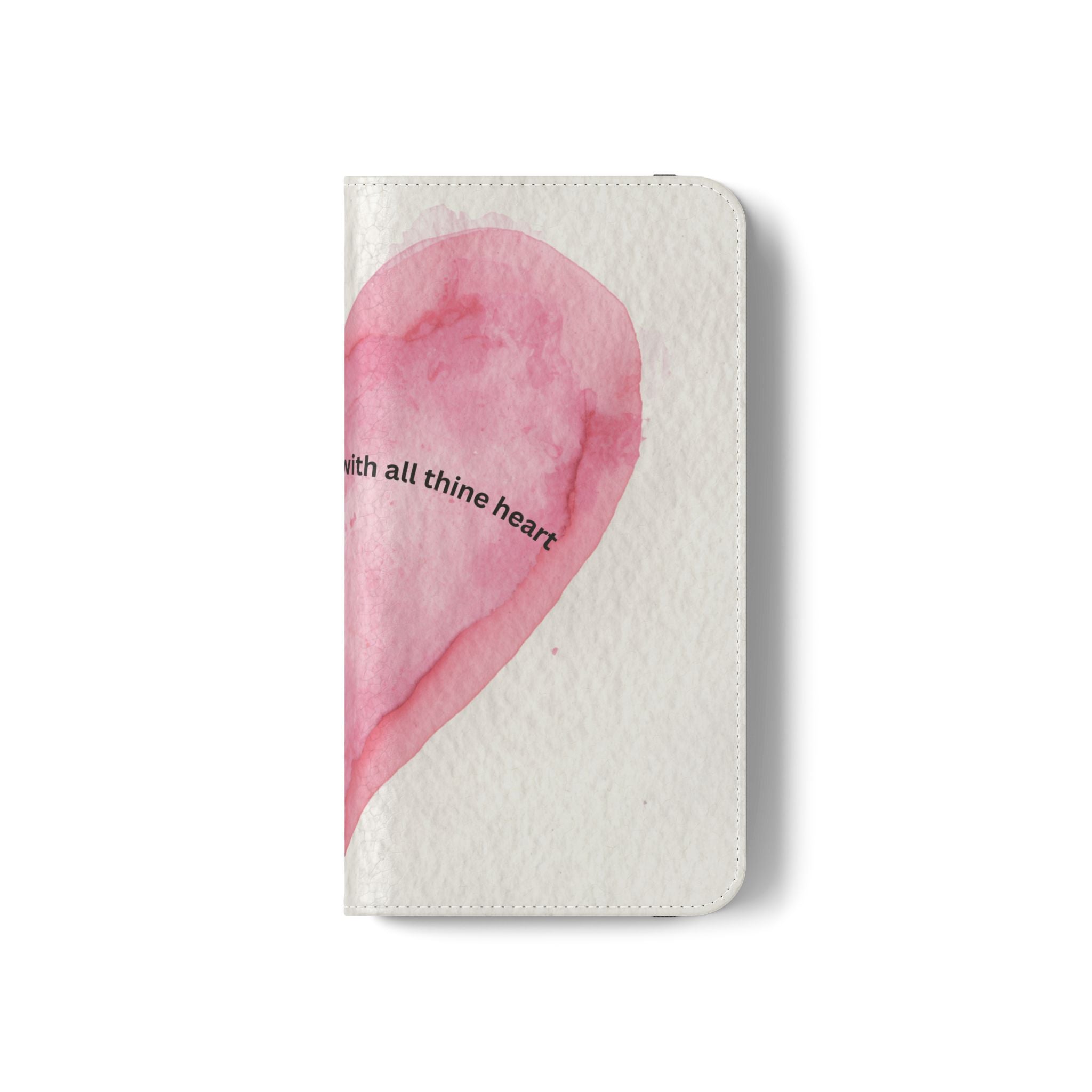 Christian Watercolor Heart Flip Case — "Trust in the Lord with all thine heart" Phone Wallet