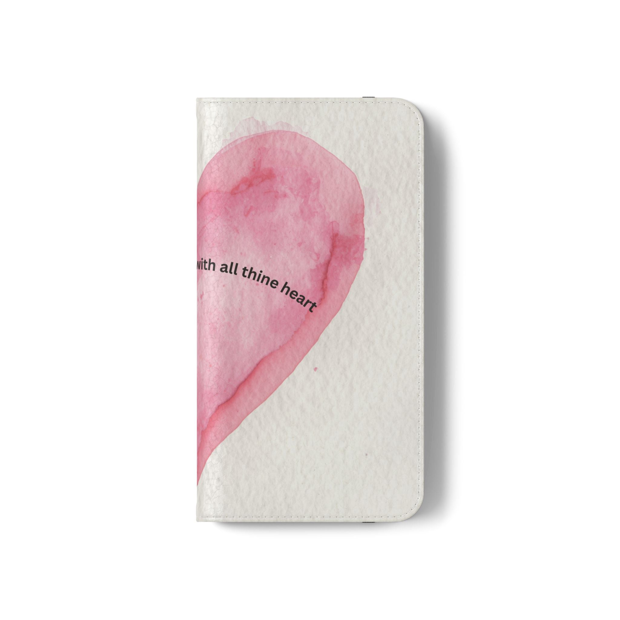 Christian Watercolor Heart Flip Case — "Trust in the Lord with all thine heart" Phone Wallet