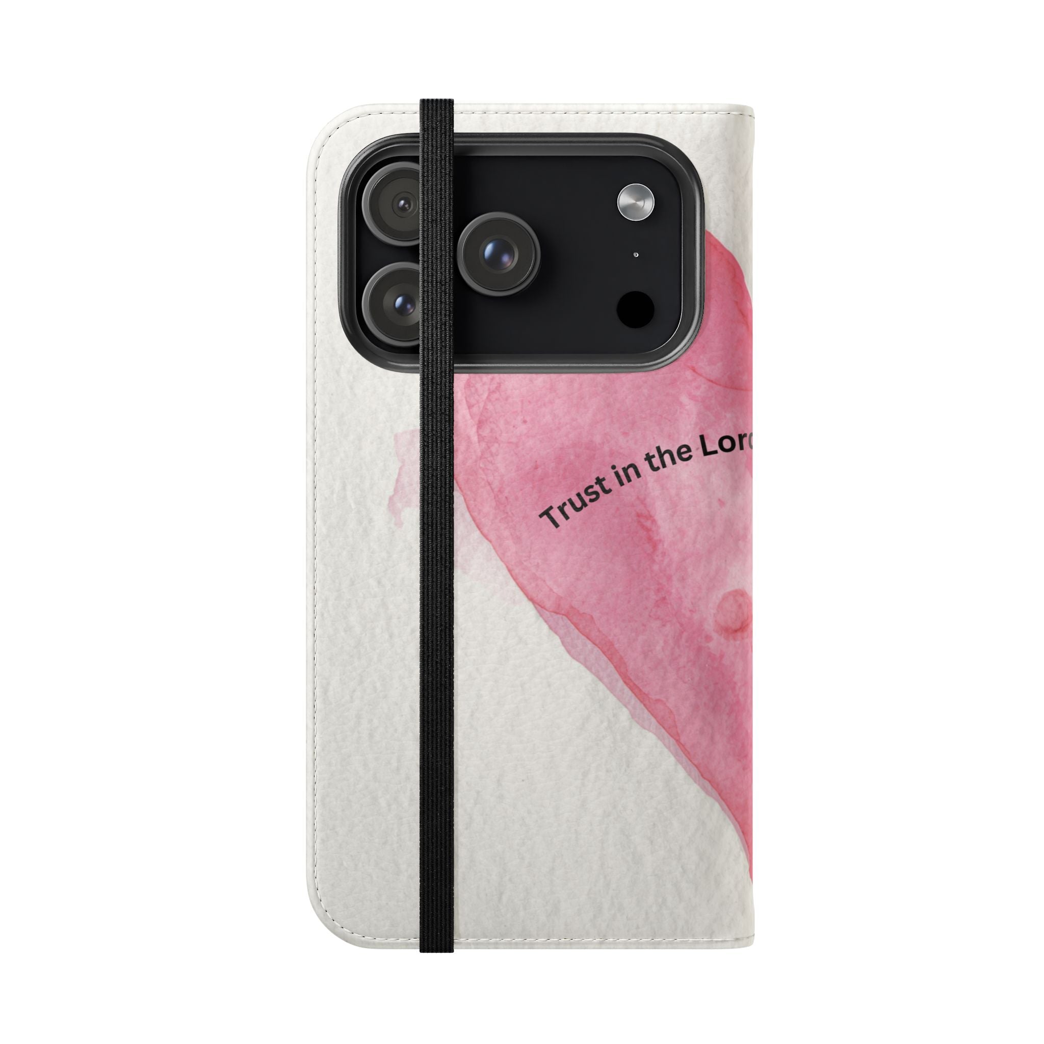 Christian Watercolor Heart Flip Case — "Trust in the Lord with all thine heart" Phone Wallet