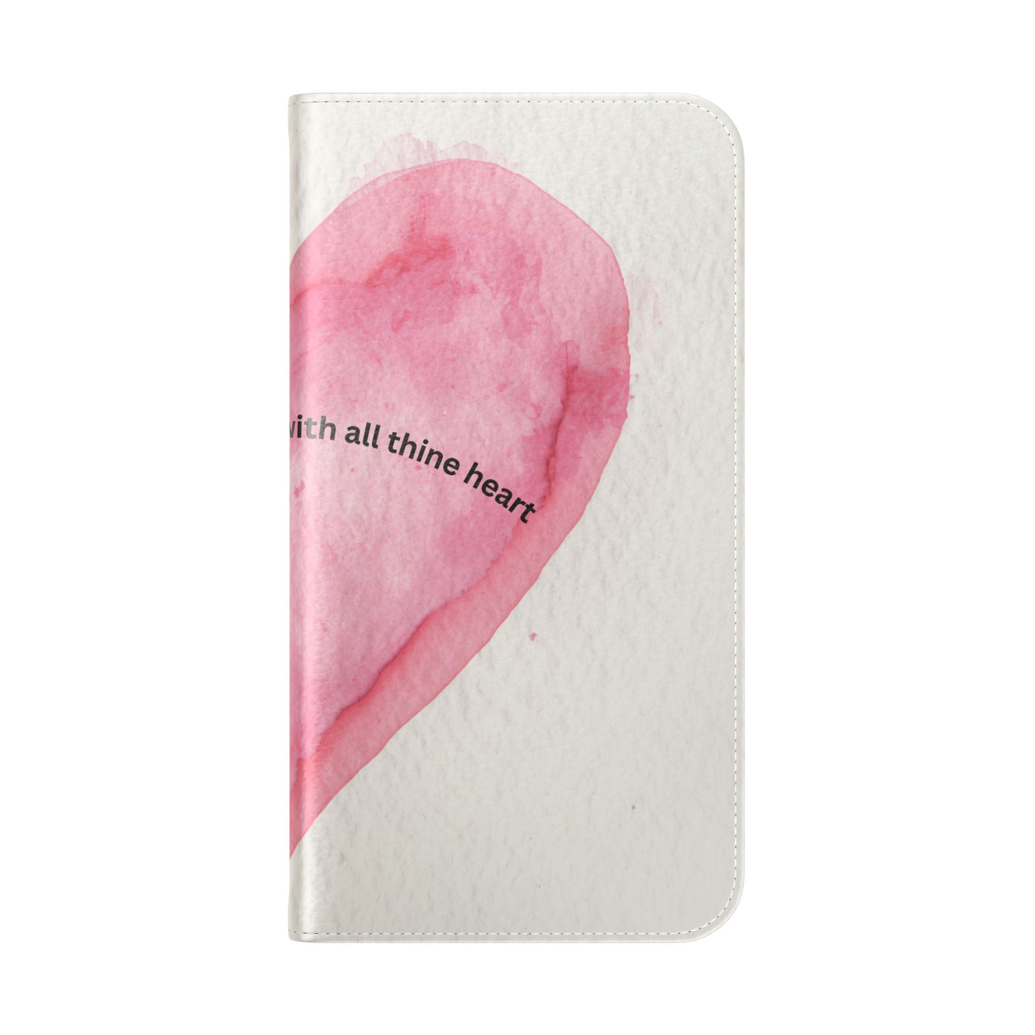 Christian Watercolor Heart Flip Case — "Trust in the Lord with all thine heart" Phone Wallet