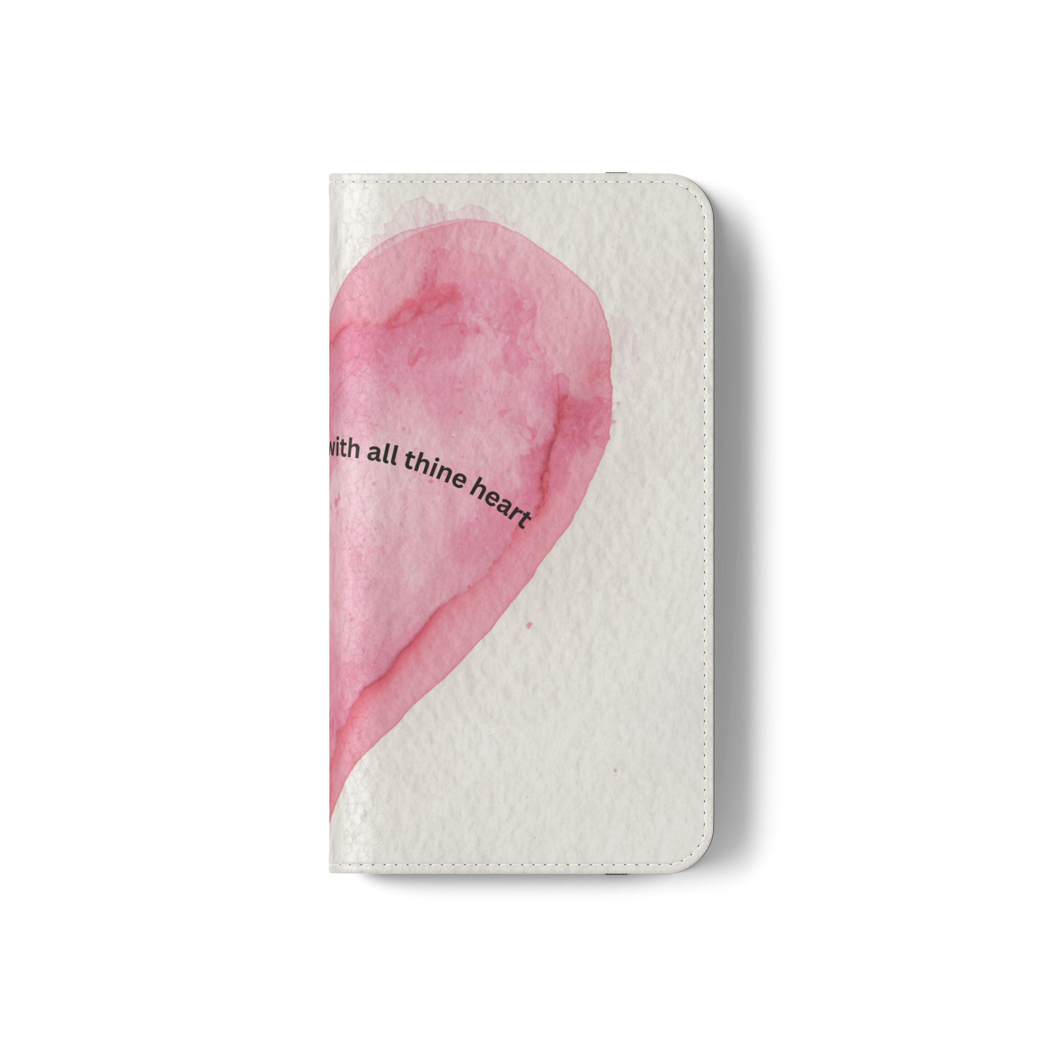 Christian Watercolor Heart Flip Case — "Trust in the Lord with all thine heart" Phone Wallet