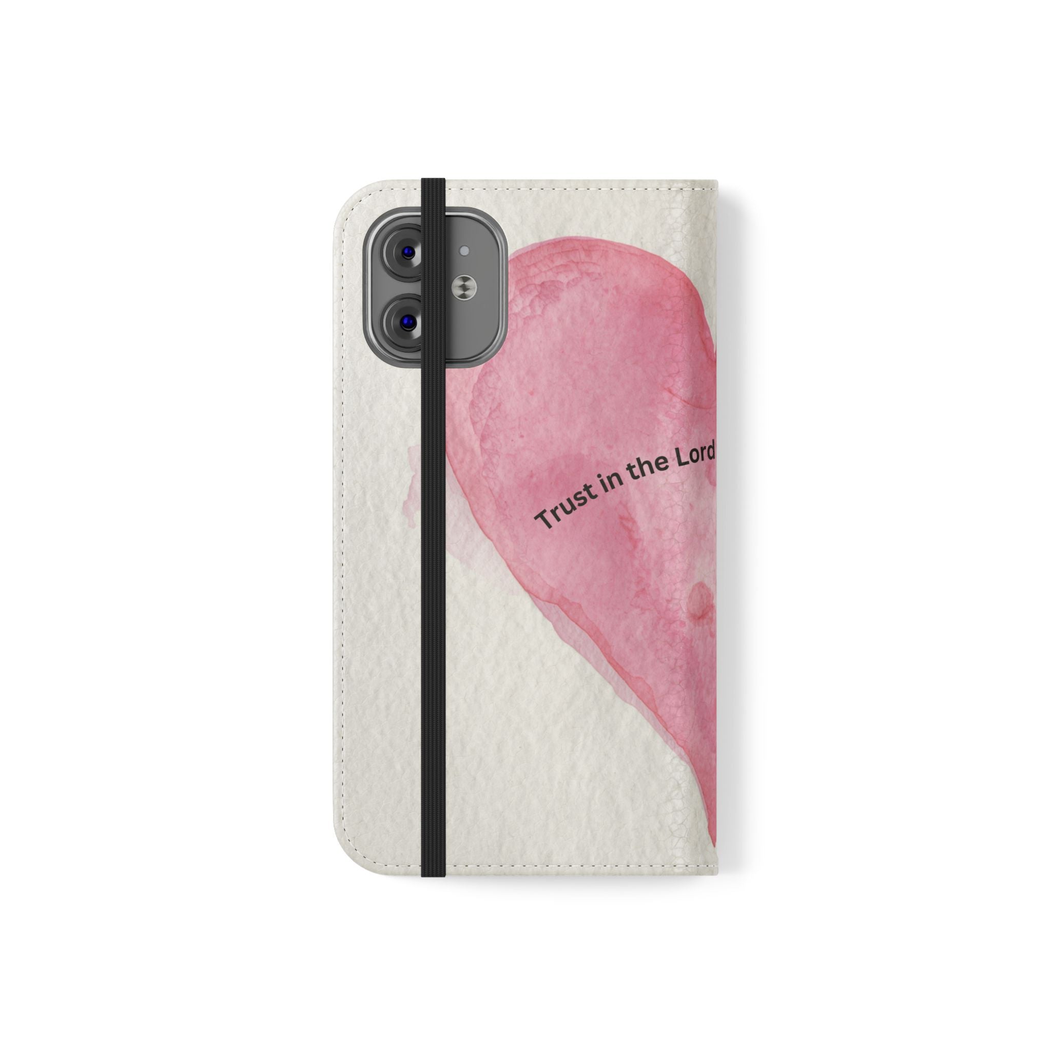 Christian Watercolor Heart Flip Case — "Trust in the Lord with all thine heart" Phone Wallet