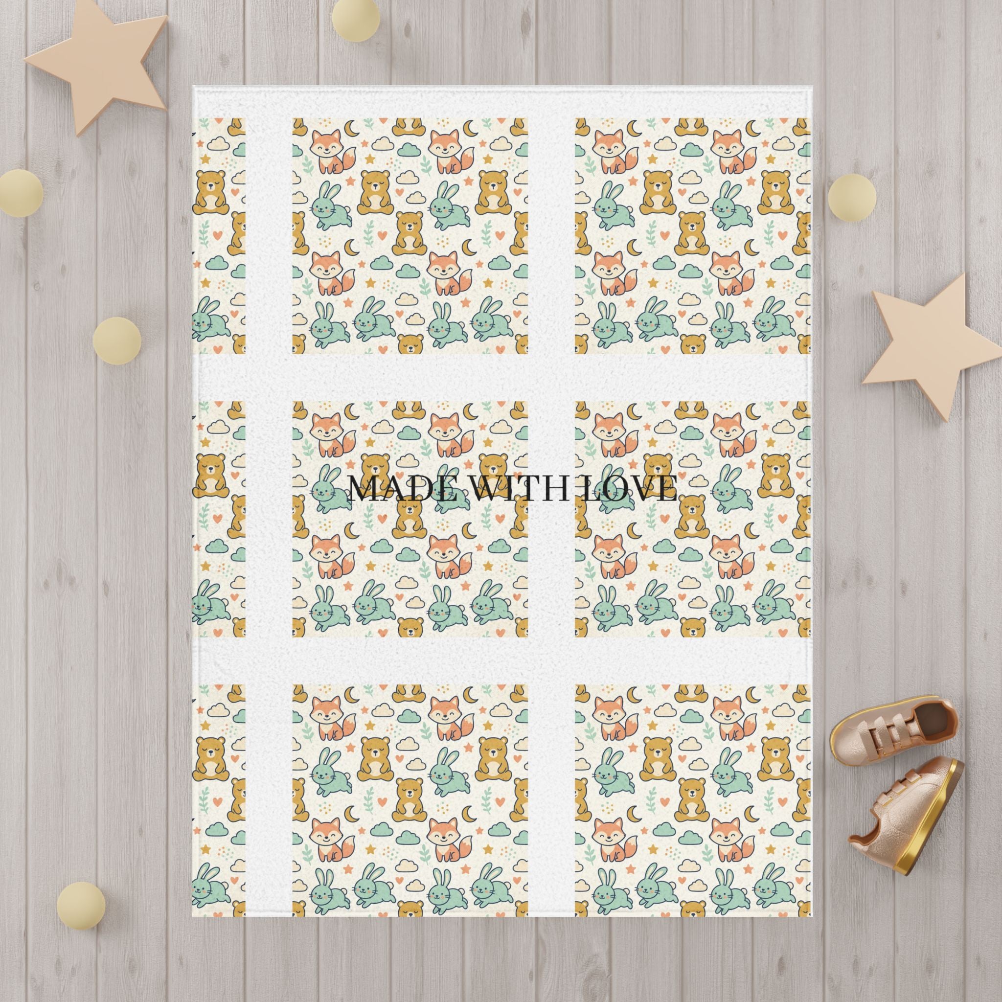 Toddler Blanket — Whimsical Forest Animals Baby Blanket (Made With Love)