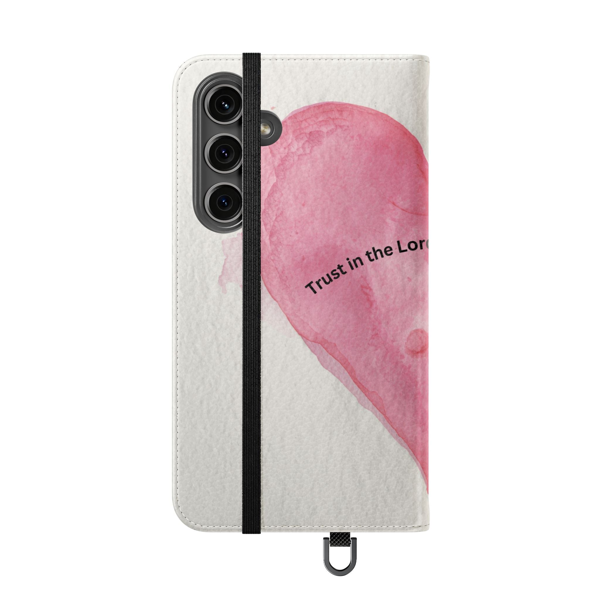 Christian Watercolor Heart Flip Case — "Trust in the Lord with all thine heart" Phone Wallet