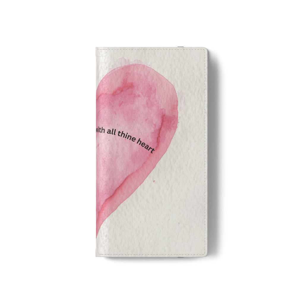 Christian Watercolor Heart Flip Case — "Trust in the Lord with all thine heart" Phone Wallet