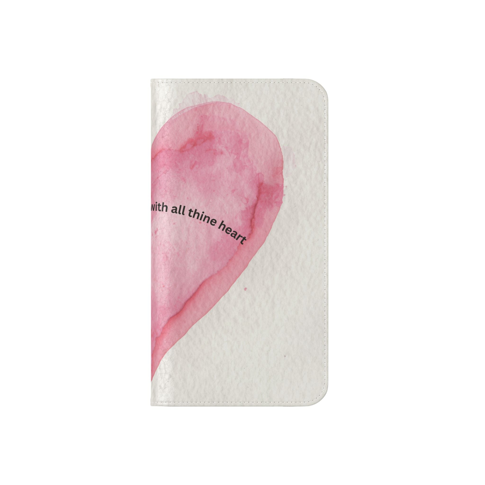 Christian Watercolor Heart Flip Case — "Trust in the Lord with all thine heart" Phone Wallet