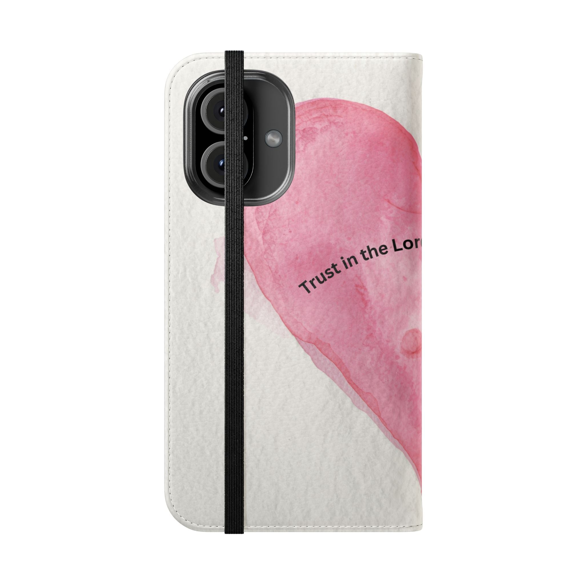 Christian Watercolor Heart Flip Case — "Trust in the Lord with all thine heart" Phone Wallet