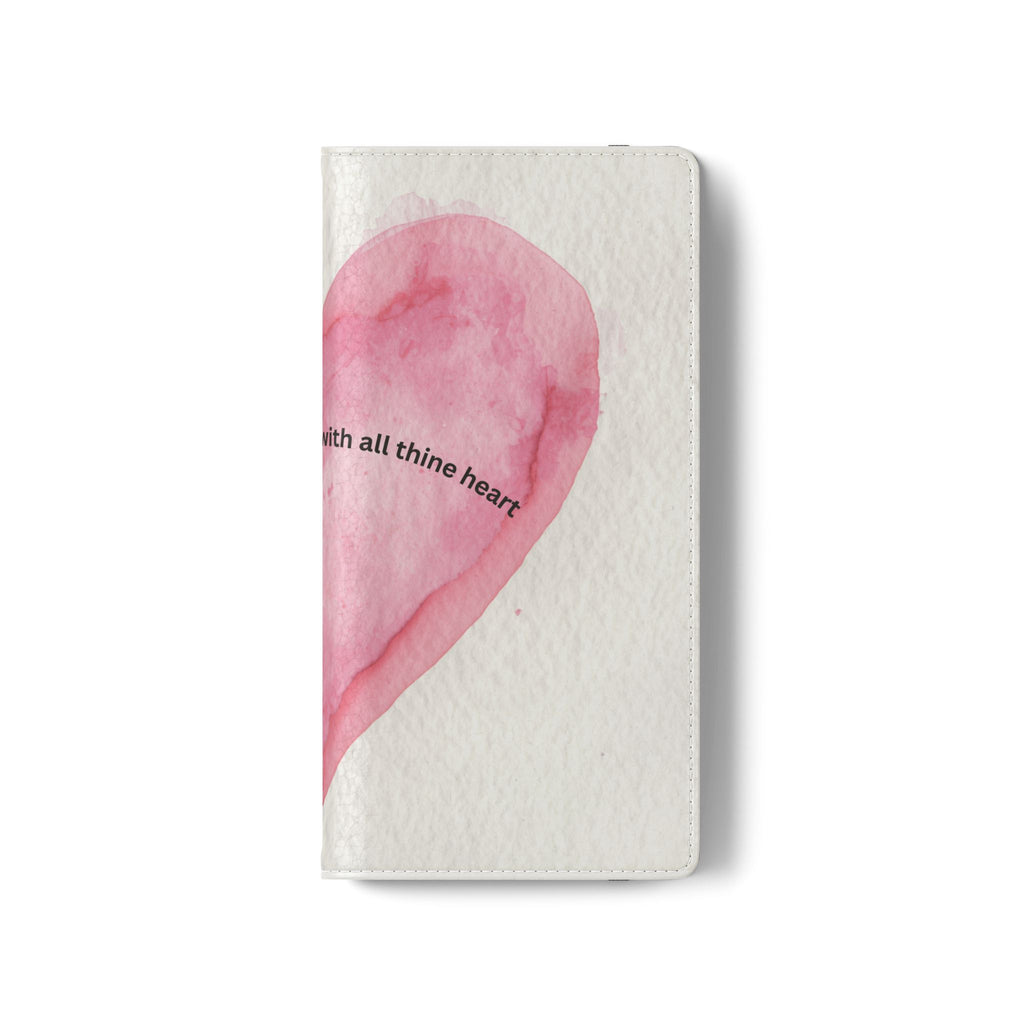 Christian Watercolor Heart Flip Case — "Trust in the Lord with all thine heart" Phone Wallet