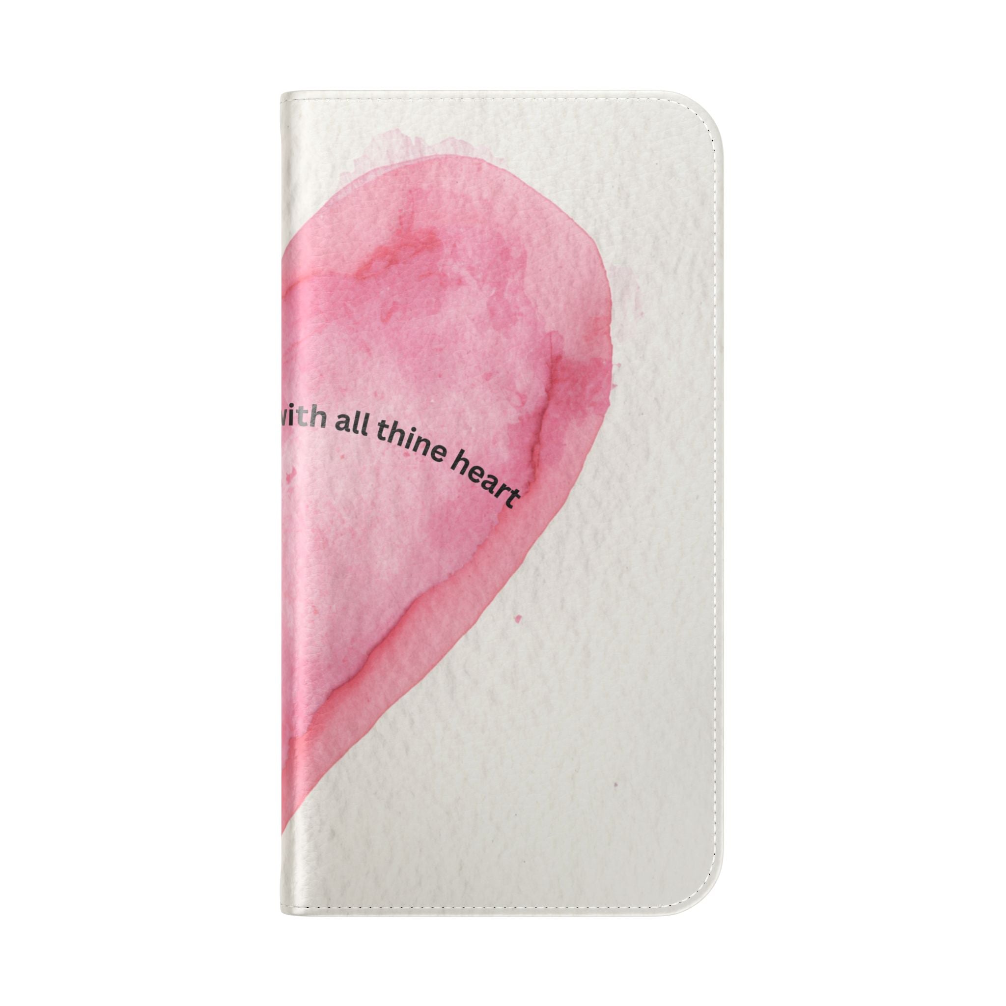 Christian Watercolor Heart Flip Case — "Trust in the Lord with all thine heart" Phone Wallet