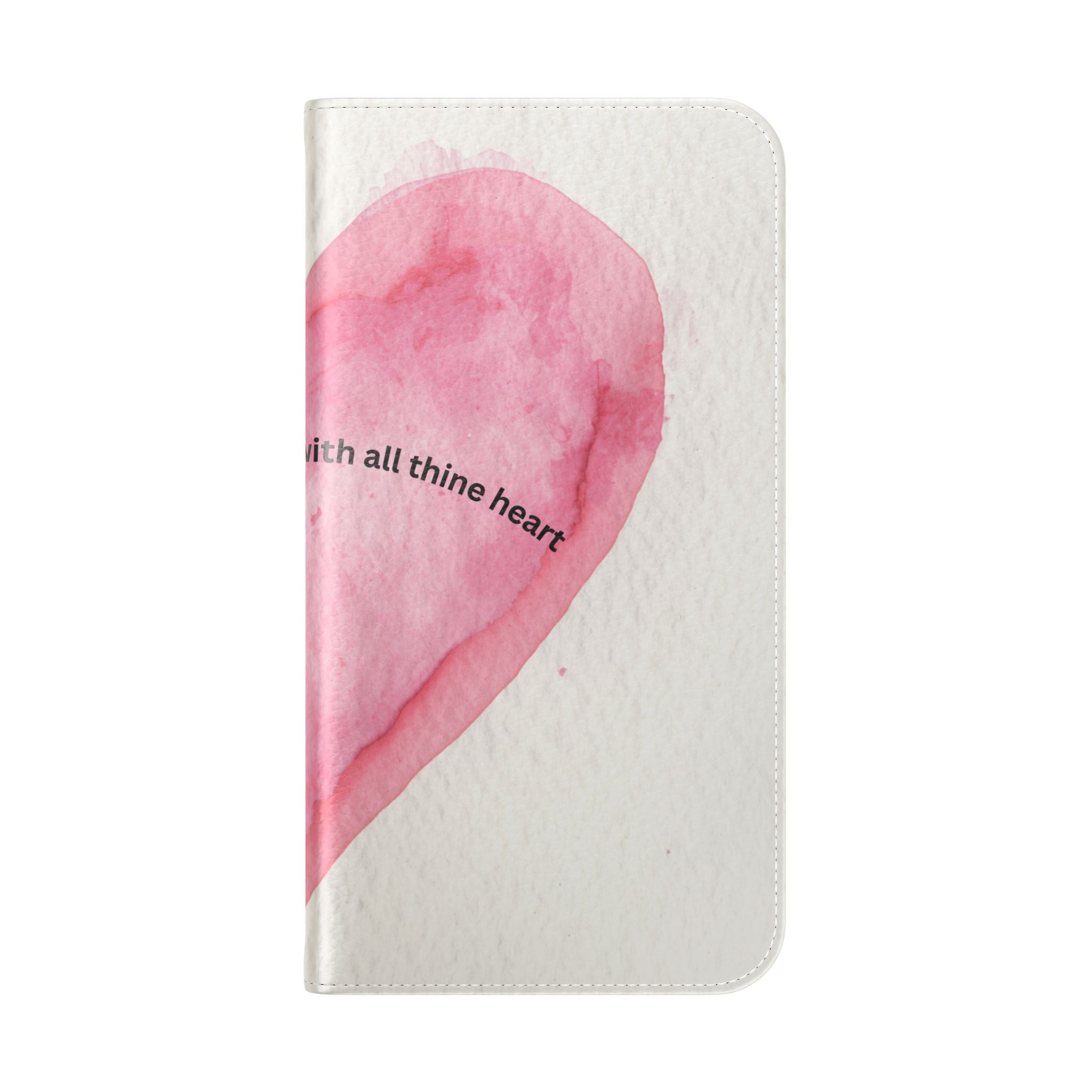 Christian Watercolor Heart Flip Case — "Trust in the Lord with all thine heart" Phone Wallet