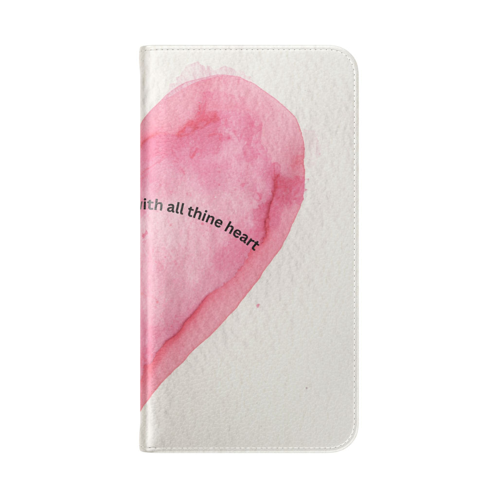 Christian Watercolor Heart Flip Case — "Trust in the Lord with all thine heart" Phone Wallet
