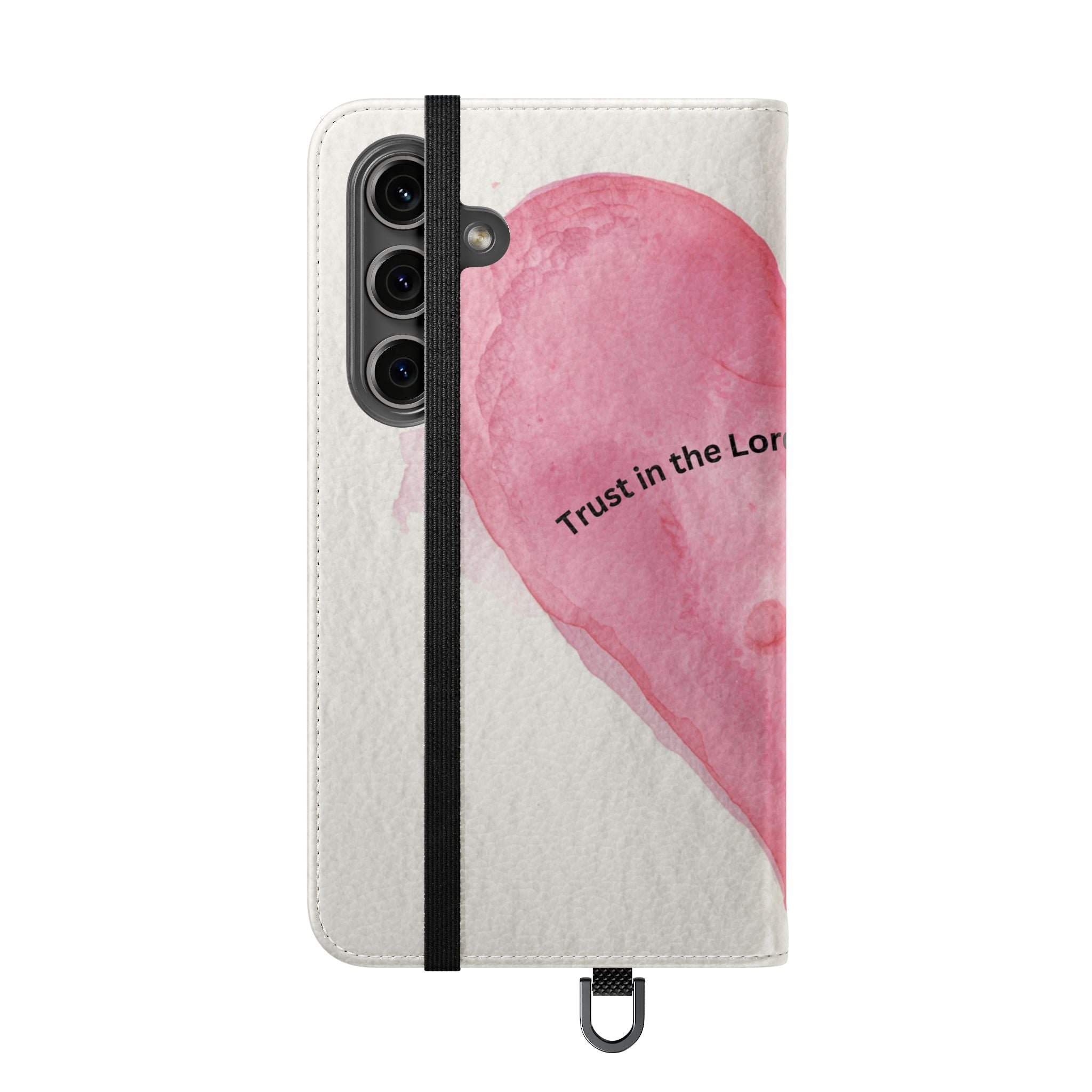 Christian Watercolor Heart Flip Case — "Trust in the Lord with all thine heart" Phone Wallet
