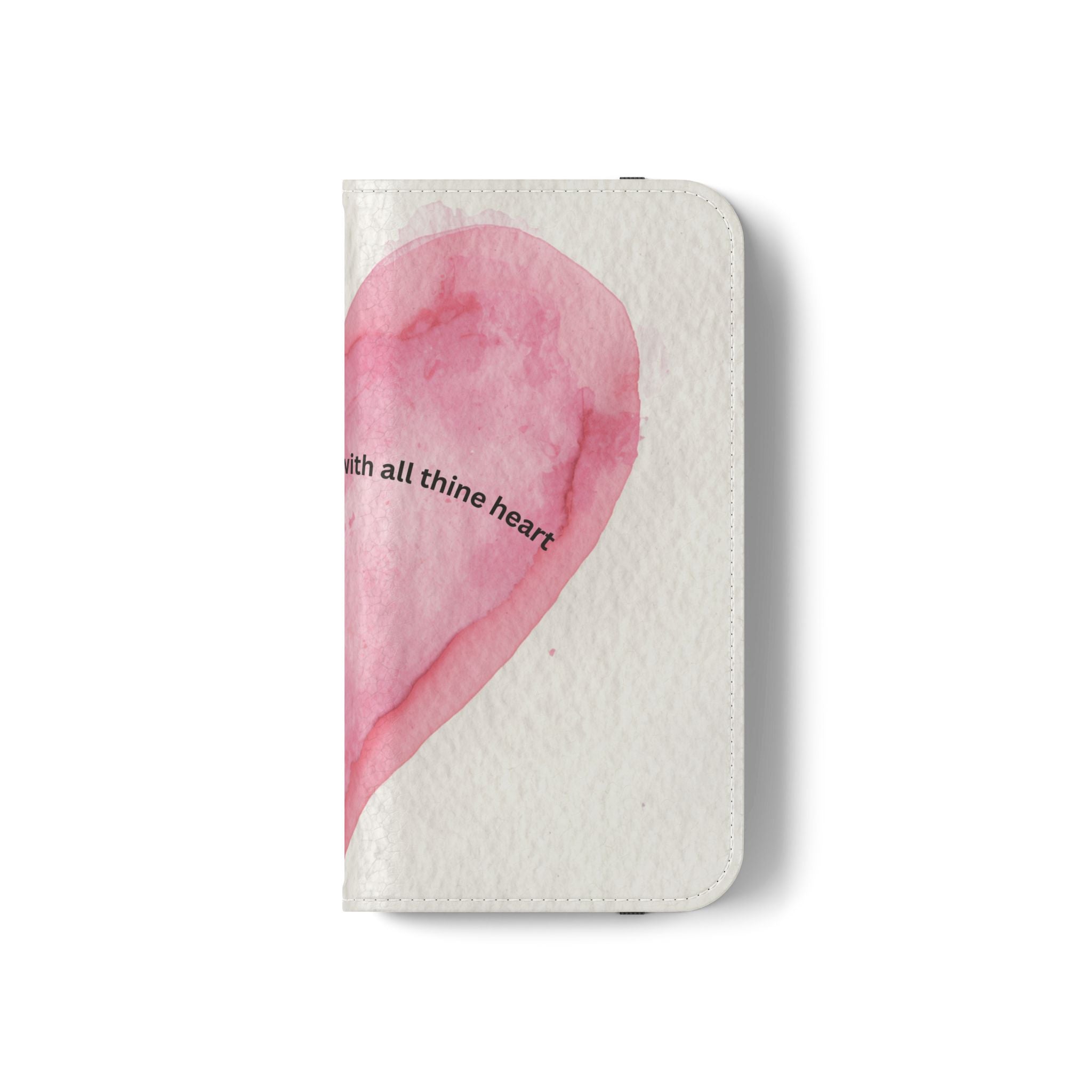 Christian Watercolor Heart Flip Case — "Trust in the Lord with all thine heart" Phone Wallet