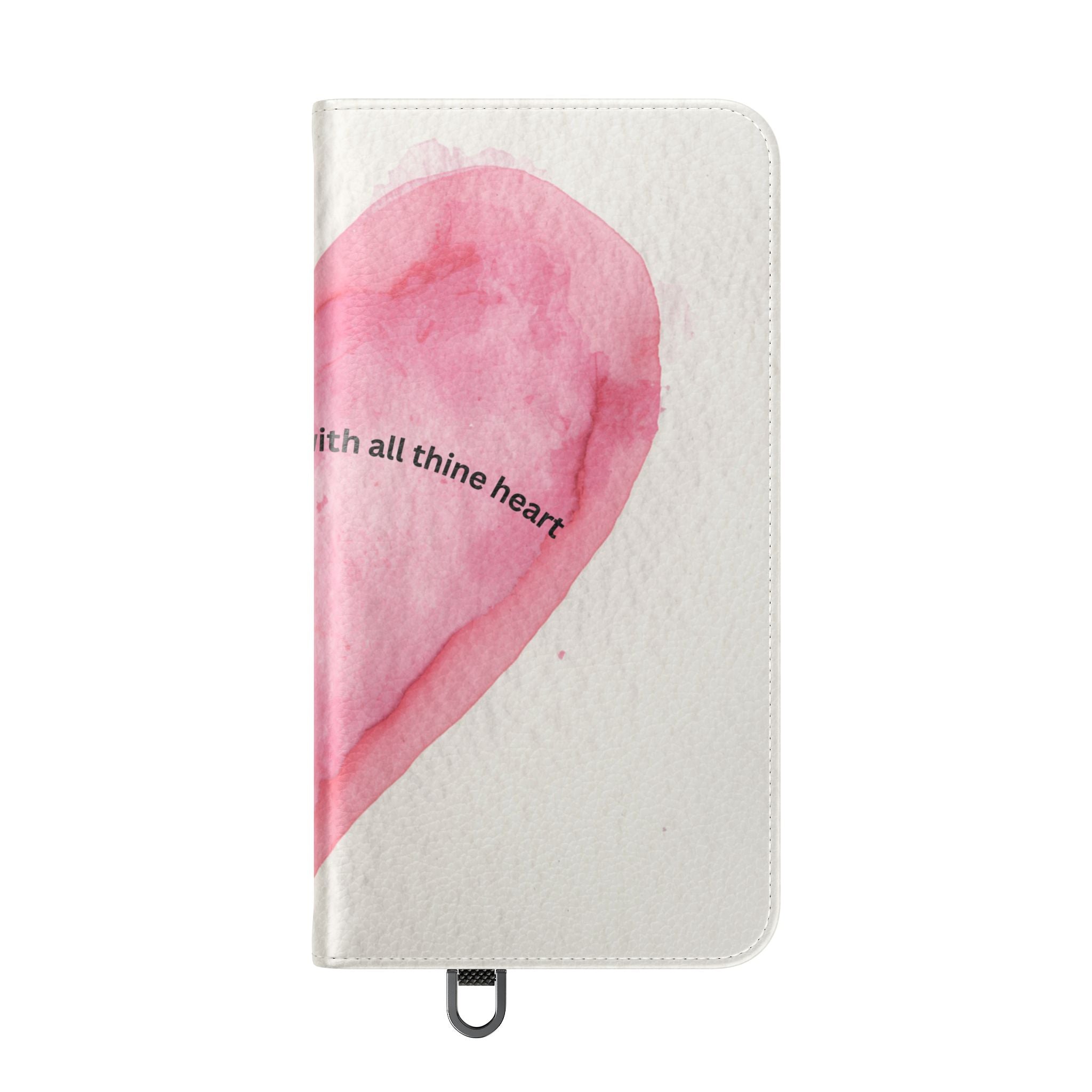 Christian Watercolor Heart Flip Case — "Trust in the Lord with all thine heart" Phone Wallet