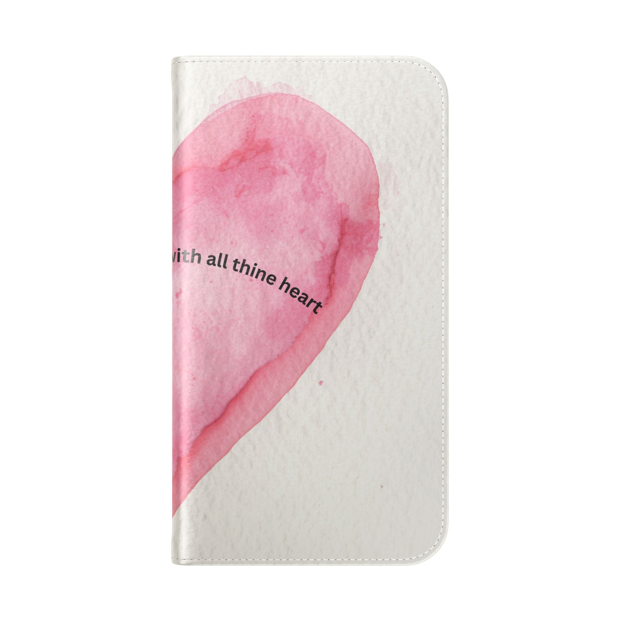 Christian Watercolor Heart Flip Case — "Trust in the Lord with all thine heart" Phone Wallet
