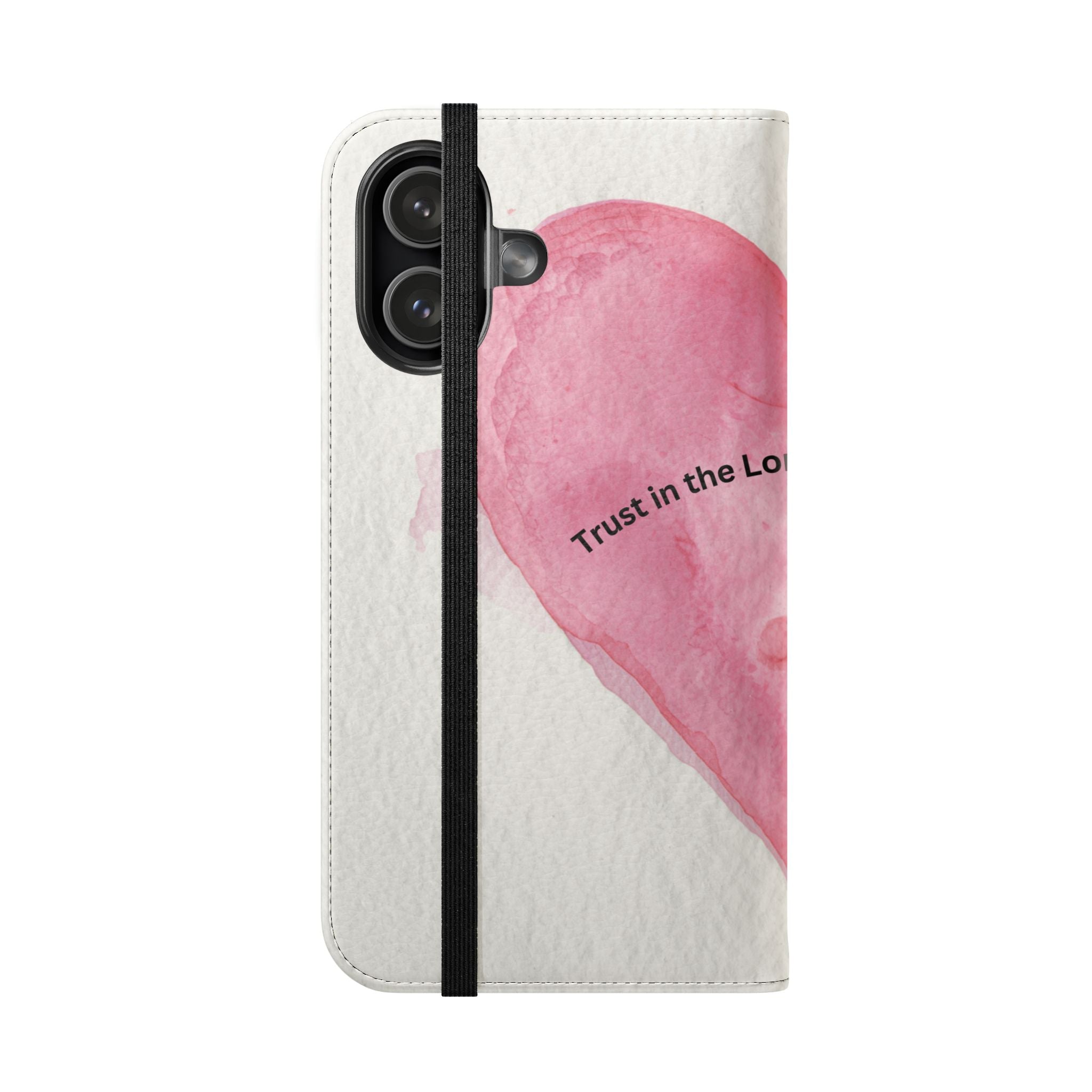 Christian Watercolor Heart Flip Case — "Trust in the Lord with all thine heart" Phone Wallet