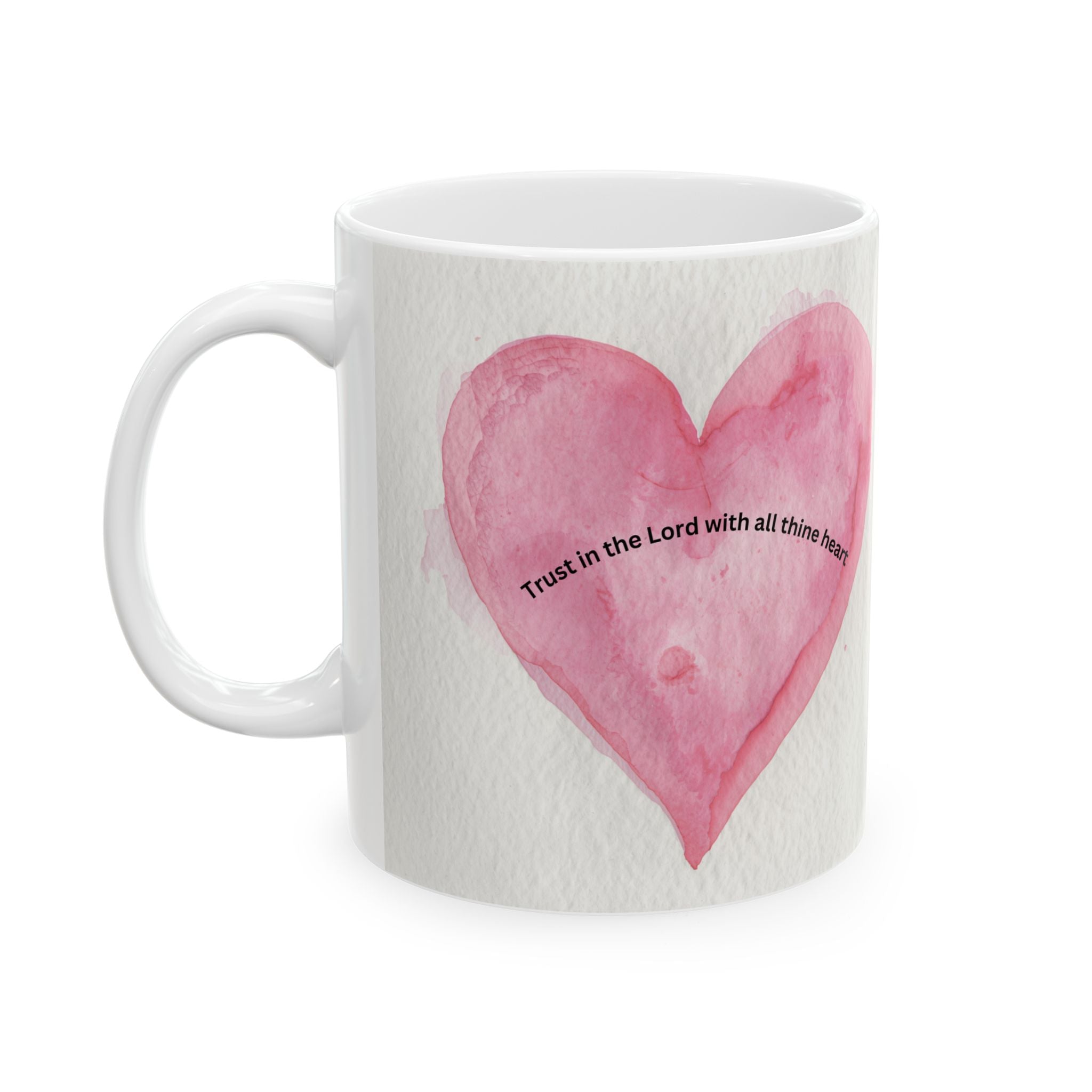 Heart Watercolor Ceramic Mug - "You Are My Sunshine" Pink Love Coffee Cup (11oz/15oz)