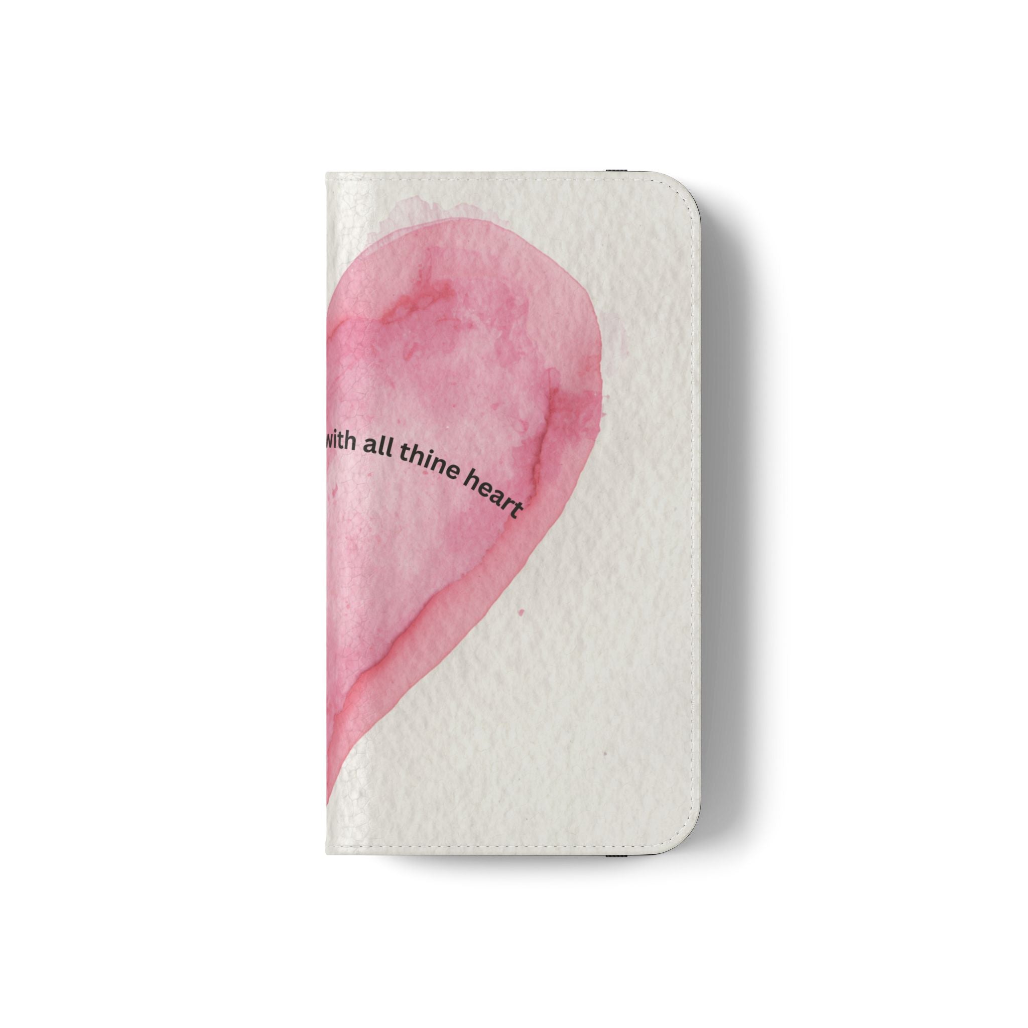 Christian Watercolor Heart Flip Case — "Trust in the Lord with all thine heart" Phone Wallet