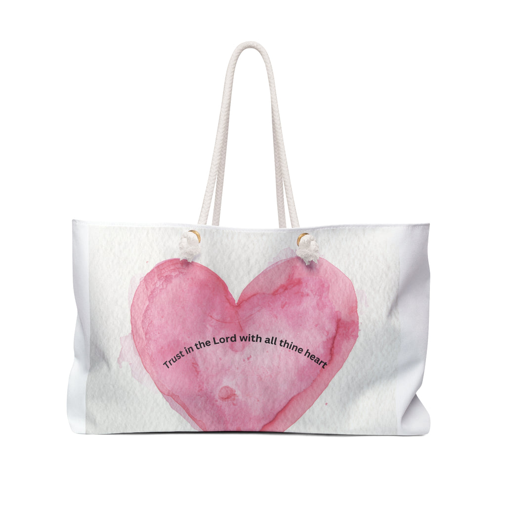 Christian Heart Weekender Bag — “Trust in the Lord with all thine heart” Travel Tote