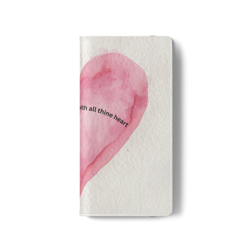 Christian Watercolor Heart Flip Case — "Trust in the Lord with all thine heart" Phone Wallet