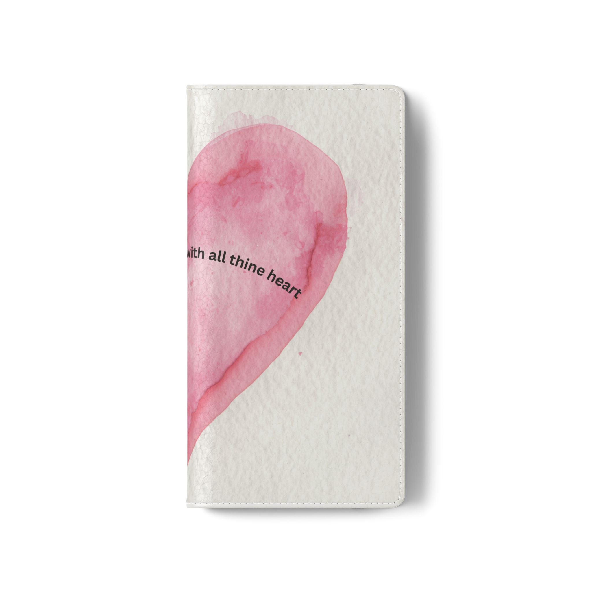 Christian Watercolor Heart Flip Case — "Trust in the Lord with all thine heart" Phone Wallet