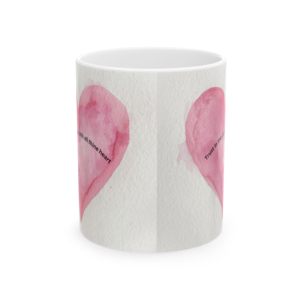 Heart Watercolor Ceramic Mug - "You Are My Sunshine" Pink Love Coffee Cup (11oz/15oz)