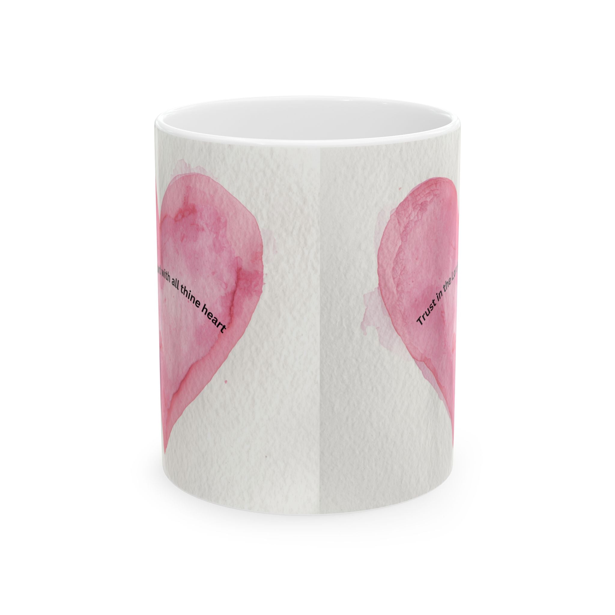 Heart Watercolor Ceramic Mug - "You Are My Sunshine" Pink Love Coffee Cup (11oz/15oz)
