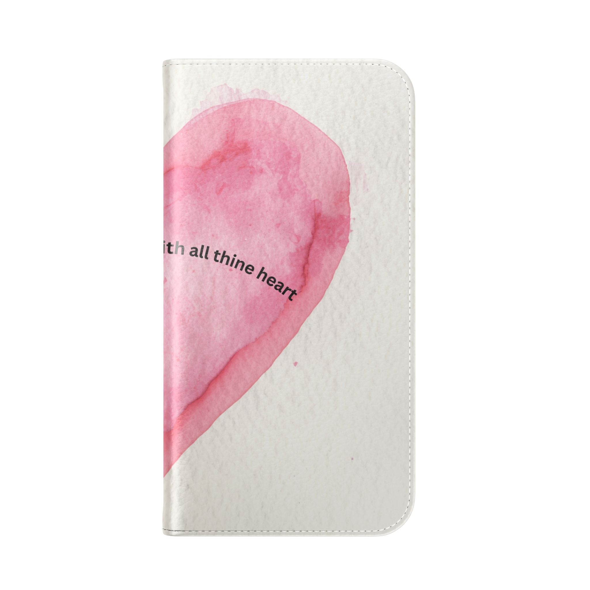 Christian Watercolor Heart Flip Case — "Trust in the Lord with all thine heart" Phone Wallet